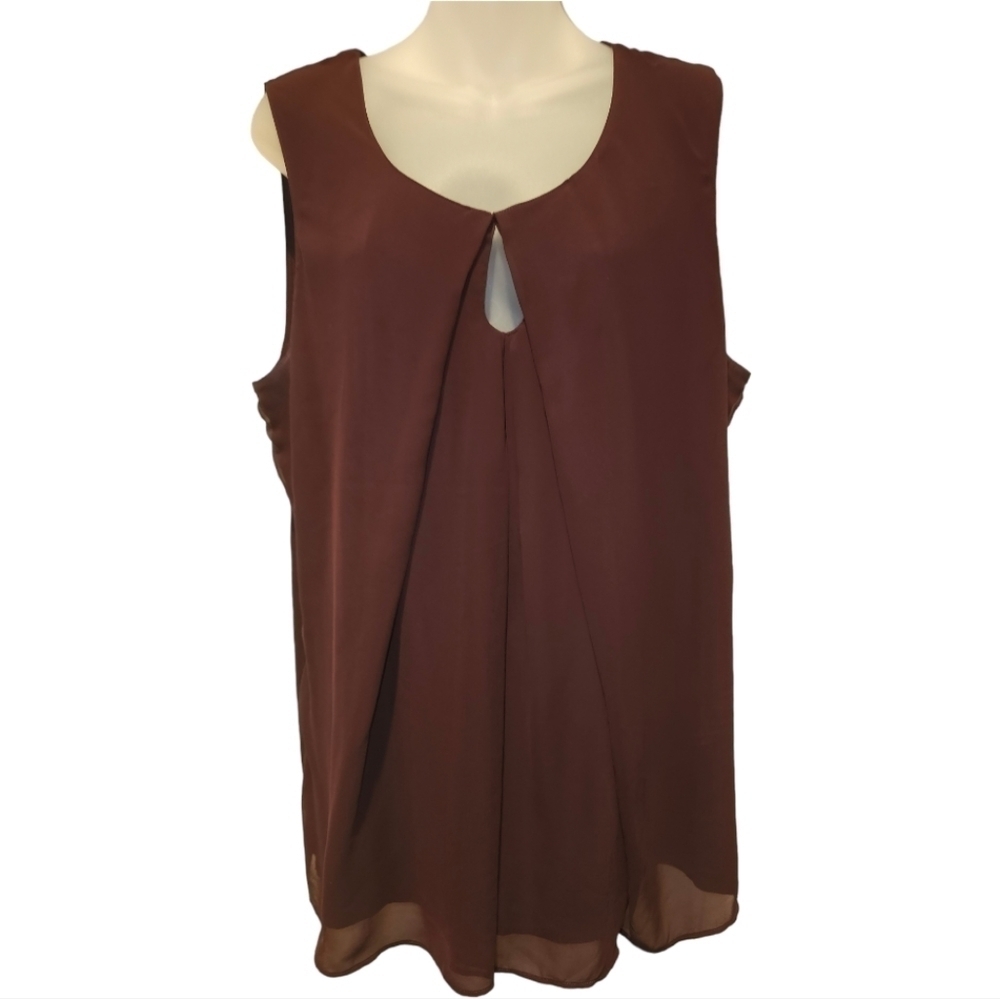 New York & Co, Women's Burgundy Sleeveless Pleat Front Dressy Tank, Sz XL